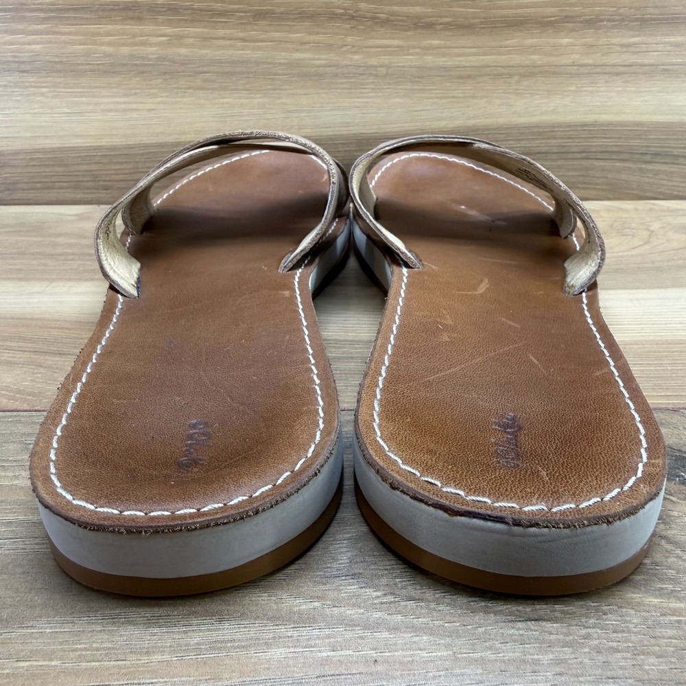 Olukai Sandals Ke'a Sandals Womens 10 Tan Leather Slide Vacation Resort Summer - Picture 7 of 11